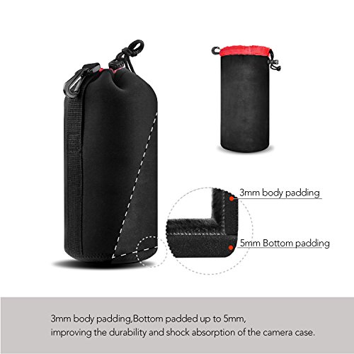 Camera Case Protective Neoprene Carrying Bag for Action Cameras and DSLR Camera Lens - Thumbnail 2