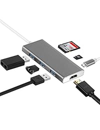 Base USB C, Leyeet Usb C Hub Aluminio 7 en 1 Adaptador multipuerto Usb C 4K Salida HDMI, USB C 100W Suministro de energía, 3 puertos USB 3.0, Lector de tarjetas SD   Micro para dispositivos USB C