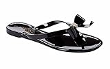 Charles Albert Women's Jelly Flip Flop Sandal with Rhinestone Bow