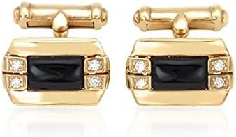 2.69CTW Gents Baguette and Round Cut Diamond Pave Set Diamond Cuff Links in 18K Yellow Gold