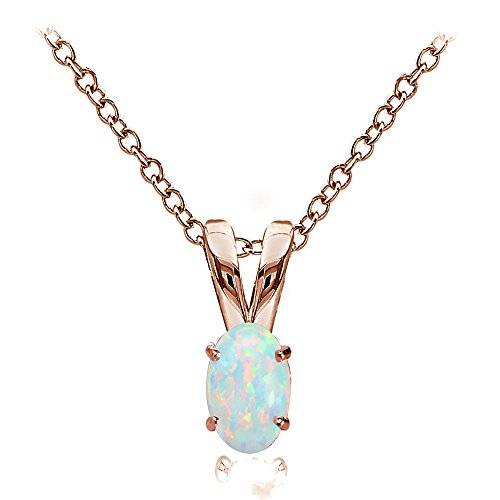 Rose gold flashed sterling silver simulated white opal …