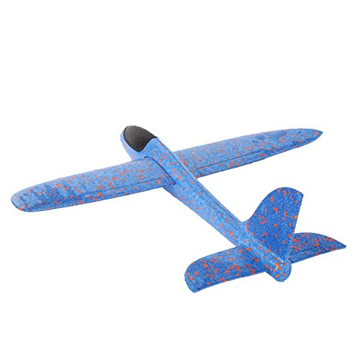 Wenasi Throwing Glider Inertia Plane Foam Aircraft Toy Hand Launch Airplane Model Outdoor Sports Toy for Kids Children Boy Girl as Gift (18 inches Blue)