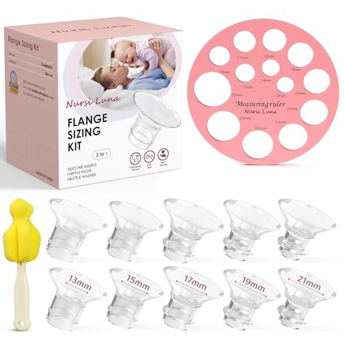 Nursi Luna Flange Inserts 10PCS 13/15/17/19/21mm for 24mm Flanges/Shield, Flange Sizing Kit Silicone Flanges Insert, Breastfeeding Essentials Kit for New Moms