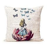 Buythecase Unique Fashion Design One side print Satin fabric Alice In Wonderland Throw Pillow Cover(size 45 CM X 45 CM)