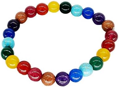 Natural Stones 7 Chakra Yoga Good Luck Beads Strand Bracelet Gifts for Women, Men, Girls & Boys