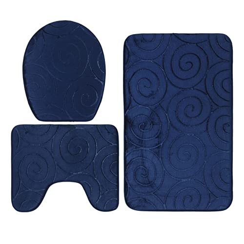 Garosa Bath Rug Set Non Slip 3 Pieces Navy Blue at Amazon