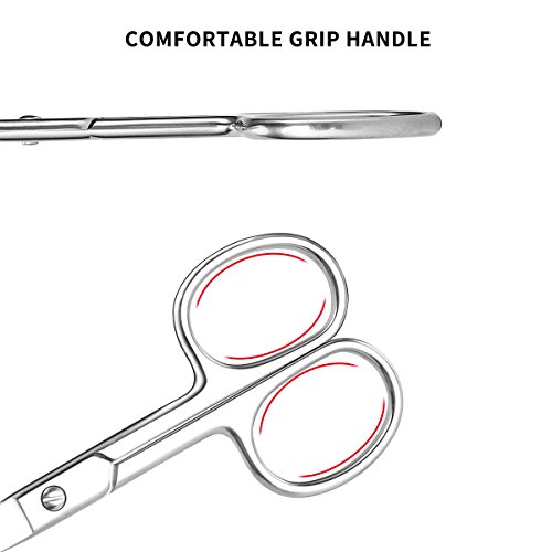 Nose Hair Scissors Set for women and men - Grooming Scissors for Personal Care Facial Hair Removal - Hair scissors for Brow, Ear, Moustache, Beard, Eyelashes - 2 Pcs - by NIPOO
