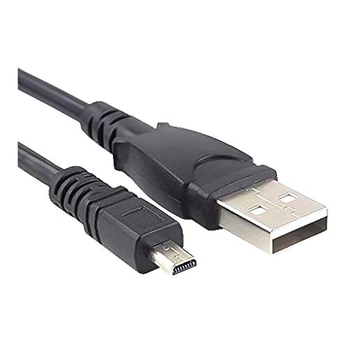 PremiumCord USB Mini USB Panasonic Connection Cable 2 m USB A Male to Mini B Male Sanyo, Panasonic Lumix, Fuji, Nikon, USB 2.0 High Speed Data Cable, 8 Pins, Colour Black, Length 2 m