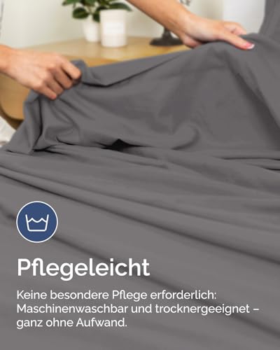 Fitted Sheet 160 x 200 cm Dark Grey - Extra Deep Fitted Sheet for Mattresses and Box Spring Bed up to 40 cm (16 Inches) Height - Microfibre - Soft Brushed - Wrinkle-Free, Shrink and Colour Resistant - Oeko-Tex