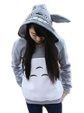 Sorrica Cartoon Anime Totoro Casual Hoody Sweatshirt for Teens (S, Grey)