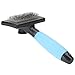 Self Cleaning Slicker Shedding Brush for Dogs and Cats with Silica Gel Handle (blue)