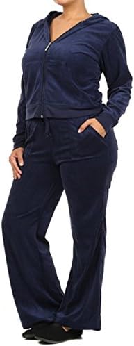 2 Piece PLUS SIZE Womens Velour set Hoodie winter Track Suit WITH LACE ON TOP (1X, navy blue)