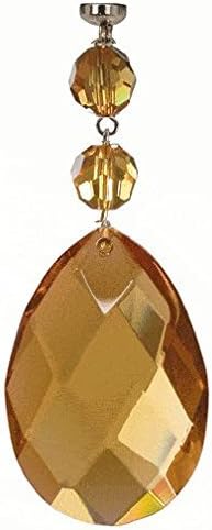 MagTrim Magnetic Crystal Pendants by, Amber Faceted Weaved Almond, 3.5" Long, Set of 3 - For Chandeliers and Home Decor Embellishments