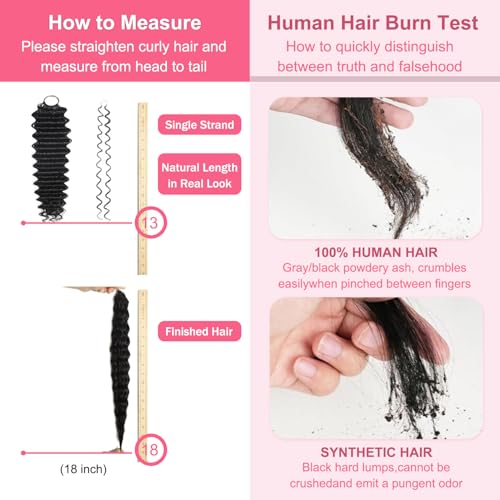 Miracle Knots Crochet Human Hair,18 Inch 50 Strands Pre-Separated Feather Crochet Human Hair for Boho Braids human hair Extensions,Invisible,Reusable,Beginner-Friendly (1B#, 18 Inch (50 Strands))