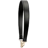 Flat Grain Leather Replacement Straps for Handbags Purse Straps Replacement Crossbody Gold Clasps Women Purse Making 19.29"(49CM) Long Black