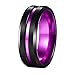 POYA 8mm Black Tungsten Ring Matte Finish Beveled Edges Wedding Band with Purple Aluminum Interior