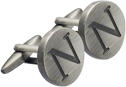 GGemony Cufflinks for Men Classic Engraved Initial Cufflinks Alphabet Letter Cufflinks Formal Wedding Business Gift Box A-Z