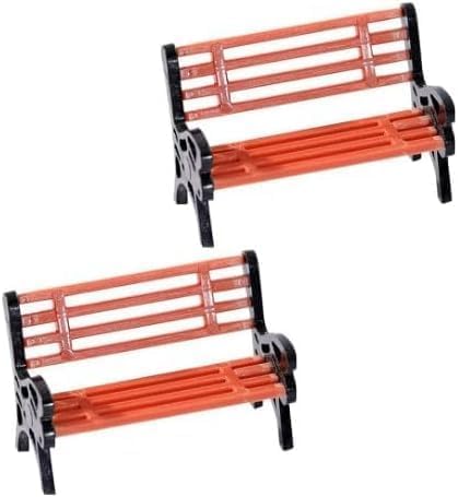2 Pcs Miniature Bench for Christmas Dollhouse, Mini Plastic Village Accessory, Doll House Bench for DIY Decor, Cake Toppers, City Park Accessory