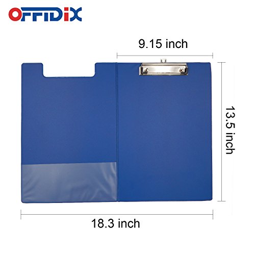 OFFIDIX PU Leather Paper Clipboard, A4 Document Holder for Writing Drawing Board Leather Clip Organizer Black Color Paper Clipboard for Field Staffs Fathers' DayGift (Blue)