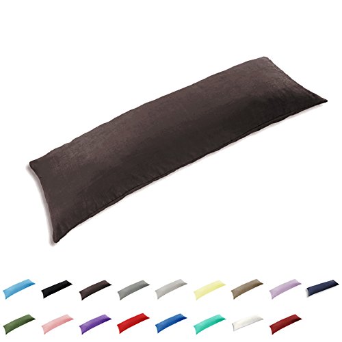 Gyulin 100% Cotton 300 Thread Count Envelope Style 4ft Body Pillow Cover Pillowcase Pillow Protector Cushion Cover Non Zippered Only Cover No Insert 20" x 48" /51cm X 122cm Brown