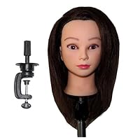 HairZtar 100% Human Hair 14-16" Mannequin Head Hairdresser Training Head Manikin Cosmetology Doll Head (Mary+C (Medium Brown))