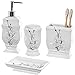 Creative Scents Vanda Bathroom Set - Cherry Blossom White Bathroom Accessories Set - 4 Piece Floral Bathroom Soap Dispenser Set Includes: Lotion Dispenser, Toothbrush Holder, Tumbler & Soap Dish