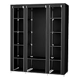 SONGMICS 59 Inch Portable Clothes Closet Wardrobe Storage Organizer with Non-woven Fabric, Quick and Easy to Assemble, Extra Strong and Durable, Black ULSF03H