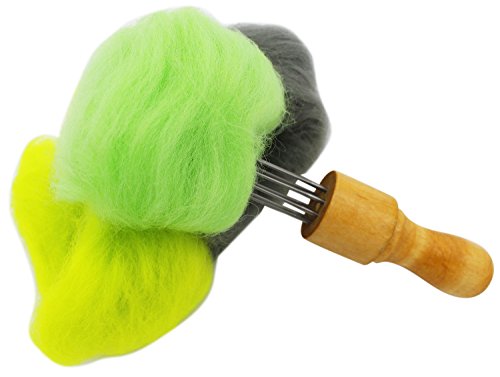 DIY Eight Needles Tool Craft Wool Felt Stitch Punch Tool with Solid Wooden Handle Felting Needle Kit (Wooden Handle)