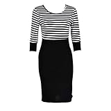 Malloom Women Lady Splice Slim Striped Bodycon Formal Occasion Pencil Dress