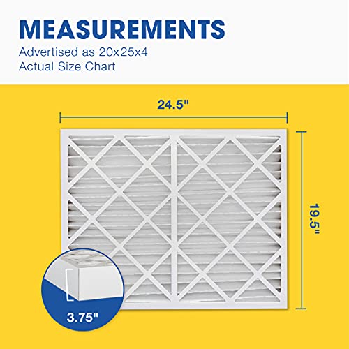Aerostar 20x25x4 MERV 8 - 6 Count - High Efficiency Pleated HVAC, Furnace & Air Conditioner Filters - Removes Dust, Lint, Mold & Allergy-Causing Pollen