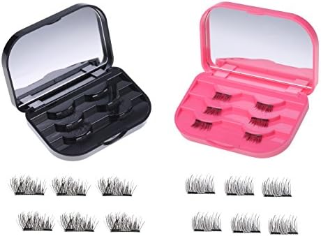 Magnetic Eyelashes [12 Pieces] - 2 Compact Mirror Cases - Superior Quality Reusable Magnetic Lashes - Day &amp; Night Magnetic False Eyelashes Set - Fake Eyelashes Extensions by High Impact Beauty
