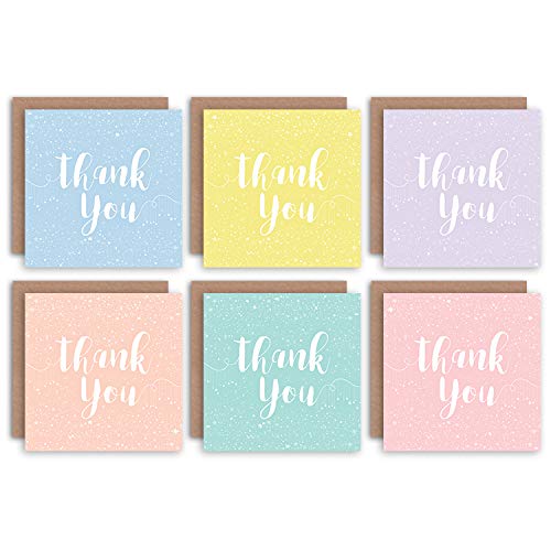 Wee Blue Coo Thank You Cards 6 Pack Pastel Pale Stars Multicoloured (6 Designs)