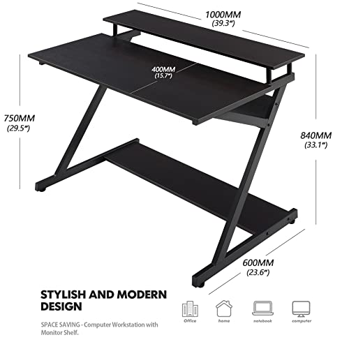 FITUEYES Computer Desk for Small Spaces,39.4" ZShaped Compact Study