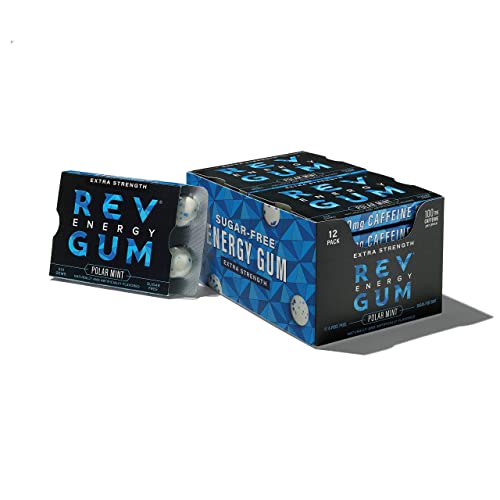 Rev Gum Caffeine Energy Gum Extra Strength 100mg of Caffeine per Gem