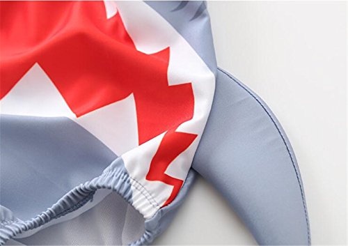 Kids Baby Boys Girls 3D Cartoon Shark One-Piece Swimsuit Bodysuit Bathing Suit with Cap Size 1-2 Years/TagXL (Gray)