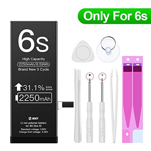 ZMNT Battery for iPhone 6s, 2250mAh High Capacity Li-ion Replacement Battery with Complete Repair Tool Kit and Instructions - Only for IP6s ZMNT Battery for iPhone 6s, 2250mAh High Capacity Li-ion Replacement Battery with Complete Repair Tool Kit and Instructions - Only for IP6s