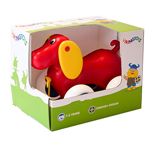 Viking Toys Pull Along Dog First Pull Toy, Encourage Walking, Rolls