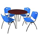 Kee 48" Round Breakroom Table- Mahogany/ Chrome & 4