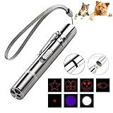 Deyace Rechargeable Interactive Cat Toy for Cats Dogs Exercise and Training, 4 in 1 Function Pets Chaser Wand, Red Focused Light, UV, Flashlight, Charging Cable