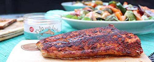 Rub with Love Salmon Rub Seasoning (3.5 oz.) All-Natural Herbs and Spices | Classic Dry Rub for Fish, Chicken, Pork, or Steak | Rich, Smoky Flavor