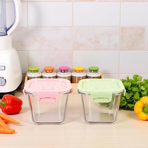 S.ROKE TTAN 900ml Glasbehälter Mit Deckel, Glas Vorratsdosen Mit Deckel Luftdicht. Quadrat Meal Prep Behälter, Mealprep Gläser, Glas Suppen Behälter Für Mikrowelle, Gefrierschrank und Spülmaschine thumbnail 2