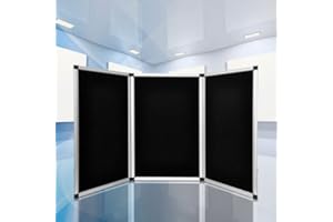 AV PRIME INC. Folding Panel Display for Trade Show Table Top Three 6" Panels: Multiple Colors (Black)