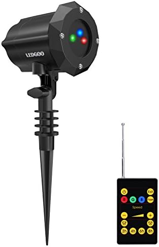 LEDGOO Laser Projector Light with RF Remote and Timer, Metal Housings, Blue Red Green Light for Home Holiday Christmas Halloween Weddings Parties and Landscape Wall Decorations