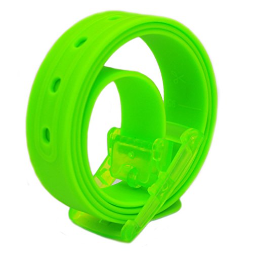 115x3.5cm Unisex Women Men Adjustable Rubber Silicone Belt with Plastic Buckle (Green)