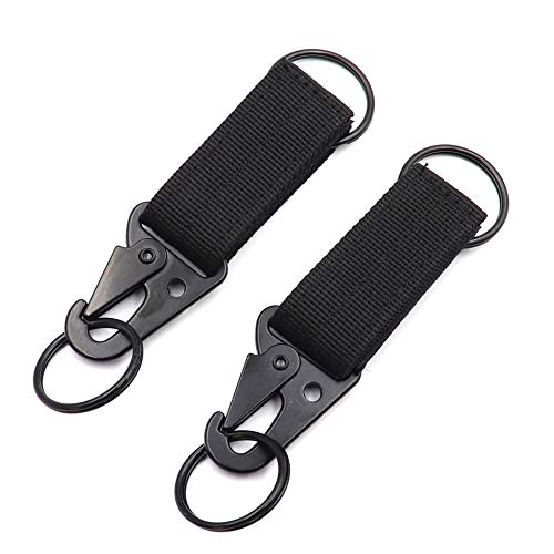 DETUCK(TM Tactical Nylon Belt Keepers Key Ring Keychain Clip Strap Belt Clip Holder Molle Bag Backpack Accessories (Black-2 Pack) - Thumbnail 7