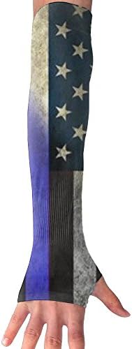 American Thin Blue Line Flag Arm Sleeves Cooling UV Protection Sun Sleeves Hand Cover For Men Women Outdoor Cycling Driving Basketball Football Sports
