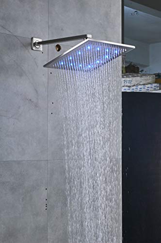 Senlesen Rainfall 16-inch Square Shower Head High Pressure Top Spray Without Shower Arm Ceiling Mount Brushed Nickel