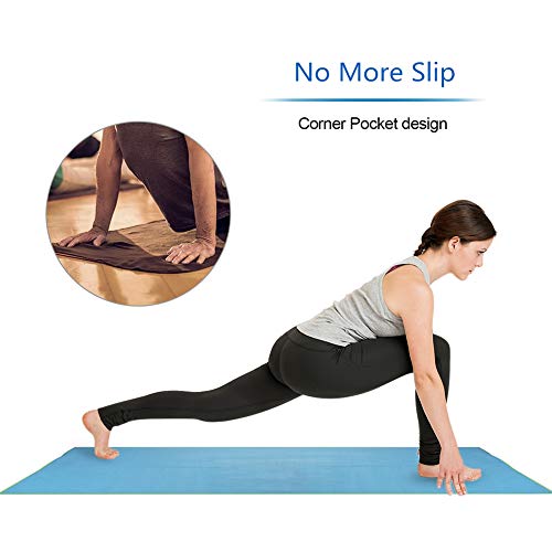 BlueFinger Yoga Mat Towel 24 x 73 inch with Corner Pocket,Hand Yoga Towel for Fitness and Pilates, Super Absorbent and Quick Dry