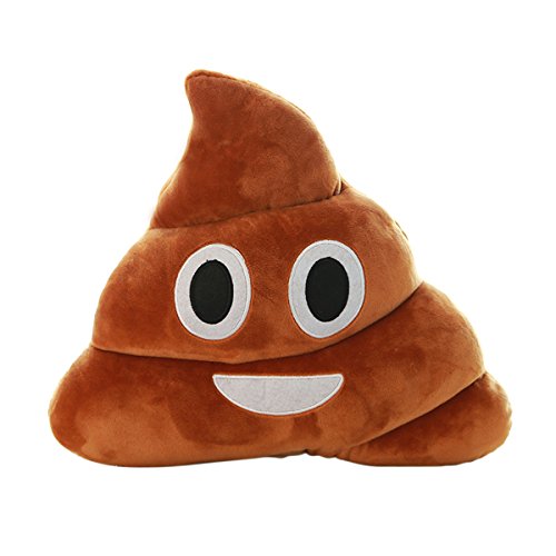 Homestia Lächeln Emoji Braun Kurz Plüsch & PP Baumwolle Kissen-Kissen-30CM Durchmesser 35cm (L) * 30CM (H), L