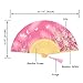 OMyTea® Women Hand Held Silk Folding Fans with Bamboo Frame - with a Fabric Sleeve for Protection for Gifts - Sakura Cherry Blossom Pattern (WZS-3)